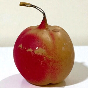 Vintage Unsilvered Glass Apple Christmas Ornament Blown Peach Apricot Blush 3.5"